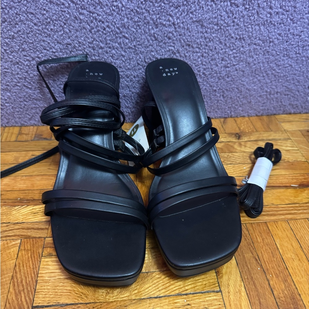 A New Day Women's Black Strappy Heels